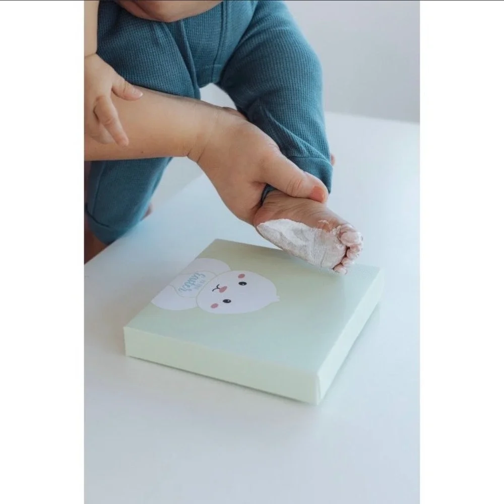 Pearhead My First Easter Baby Footprint Canvas Kit Bunny Keepsake 6x6 Mint Green